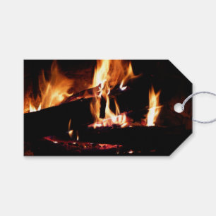 Logs in the Fireplace Warm Fire Photography Gift Tags