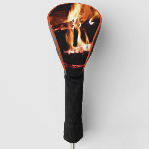 Logs in the Fireplace Warm Fire Photography Golf Head Cover