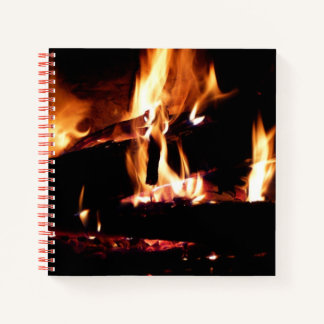 Logs in the Fireplace Warm Fire Photography Notebook