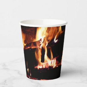 Logs in the Fireplace Warm Fire Photography Paper Cups