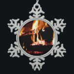 Logs in the Fireplace Warm Fire Photography Snowflake Pewter Christmas Ornament<br><div class="desc">Here is a close up of just the logs and flames from a fireplace.  Check out our store for more warming scenes for winter.  This picture is also featured as the widescreen wallpaper "Logs in the Fireplace" from www.mlewallpapers.com.</div>