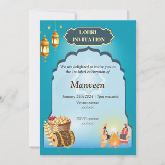 Lohri Invitation- Blue Invitation