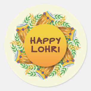 Lohri Round Sticker/ Favor tag