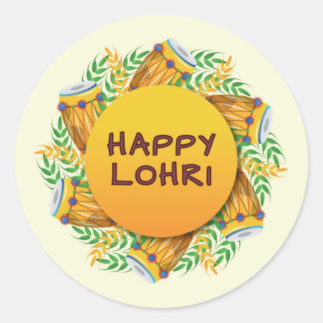 Lohri Round Sticker/ Favour tag (Front)
