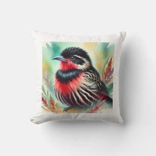 Loica bird in watercolor 110924AREF138 - Watercolo Cushion