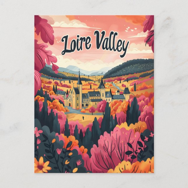 Loire Valley France Vintage art Postcard (Front)