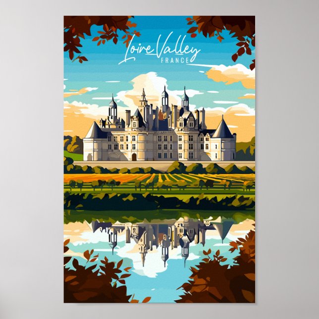 Loire Valley France vintage travel illustration Poster (Front)