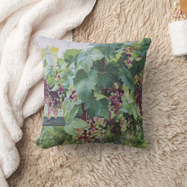 Loire Valley Vineyard – French Grape Painting Cushion (Blanket)