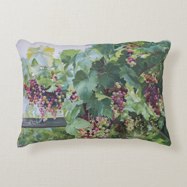 Loire Valley Vineyard – French Grape Painting Decorative Cushion (Front)