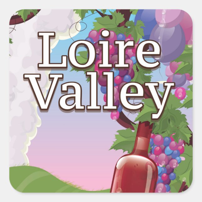 loire valley wine travel poster square sticker (Front)