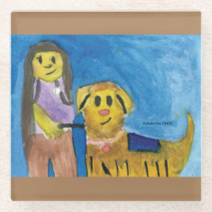 Lois the Therapy Dog - Kids Art for CHOC Glass Coaster
