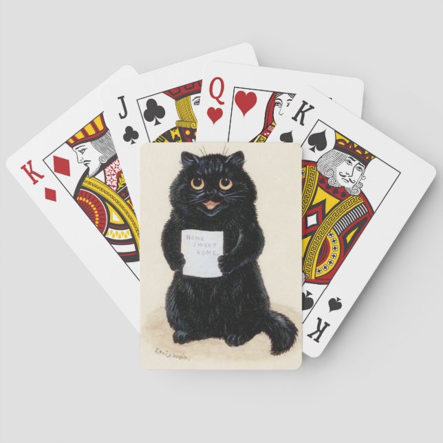 Lois Wain Black Cat Singing Home Sweet Home Playing Cards (Back)