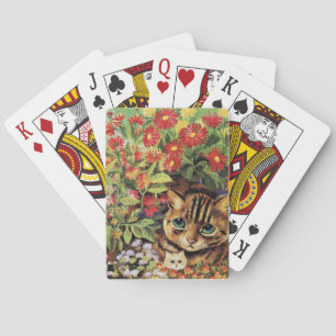 Lois Wain Cat and Kitten Hiding in the Flowers Playing Cards