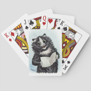Lois Wain Lucky Black Cat Singing Playing Cards