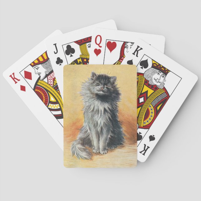 Lois Wain Vintage Grey Cat Playing Cards (Back)