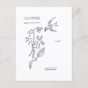 L'oiseau et le bouquet, by Apollinaire  Postcard