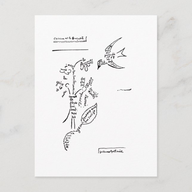 L'oiseau et le bouquet, by Apollinaire  Postcard (Front)