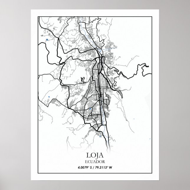 Loja Ecuador South America Travel World City Map Poster (Front)