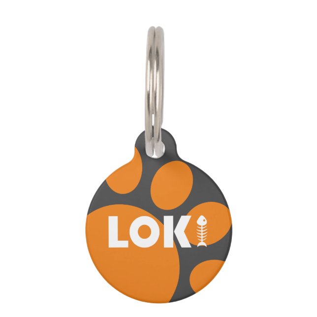 Loki Paw Print Cat Pet ID Tag (Front)