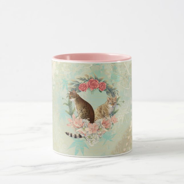 Loki's Buddies: Mika and Chidori Bengal Cats Mug (Center)