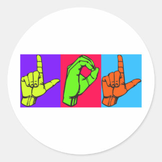 LOL ASL Sign Language Design #2 Classic Round Sticker