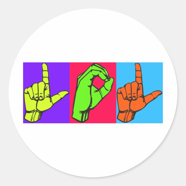 LOL ASL Sign Language Design #2 Classic Round Sticker (Front)