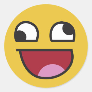 lol goofy eyed emoji classic round sticker