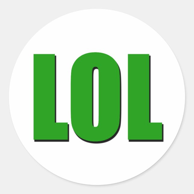 LOL green Classic Round Sticker (Front)