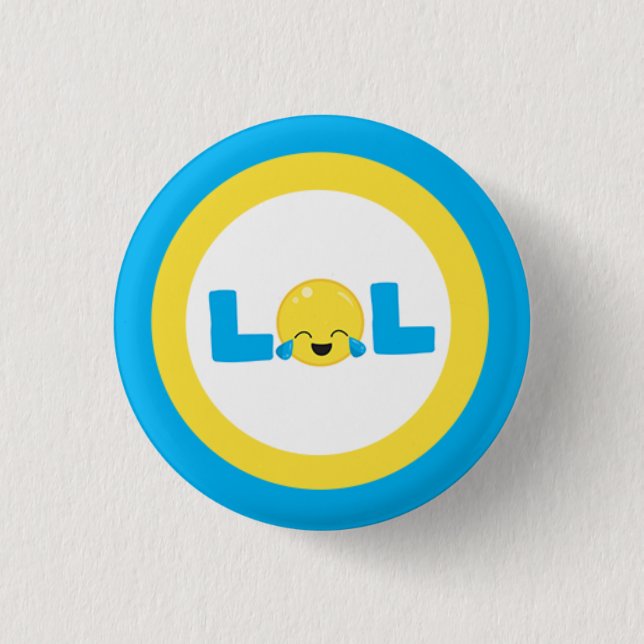 LOL Laugh Out Loud Emoji 3 Cm Round Badge (Front)