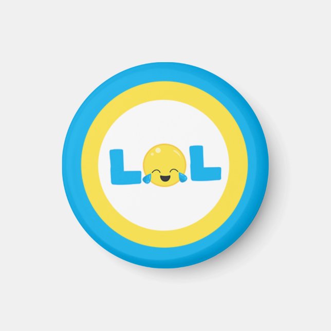 LOL Laugh Out Loud Emoji Blue Yellow  Classic  Magnet (Front)