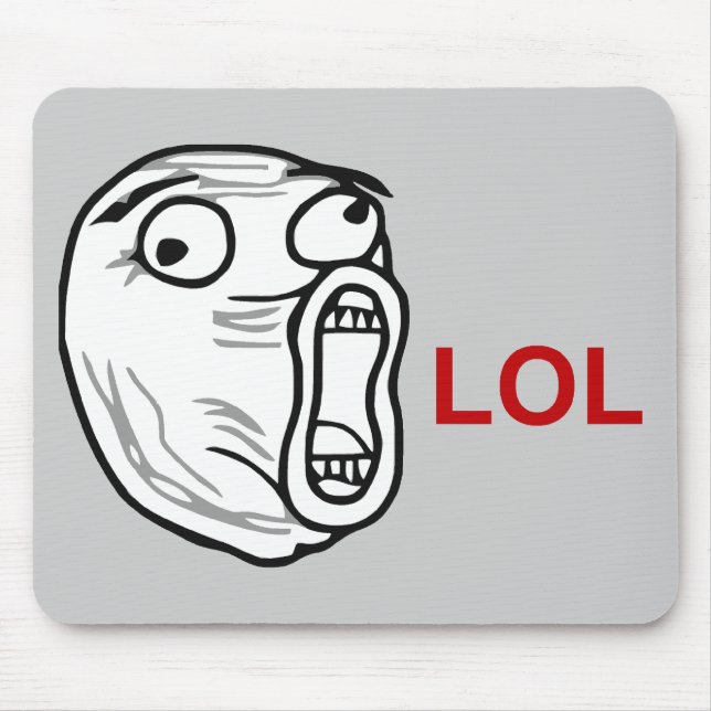 LOL Laugh Out Loud Rage Face Meme Mouse Mat (Front)