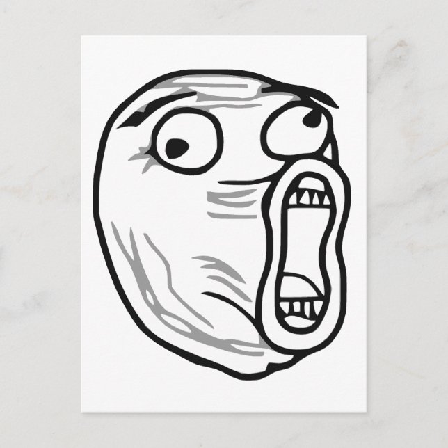 LOL Laugh Out Loud Rage Face Meme Postcard (Front)