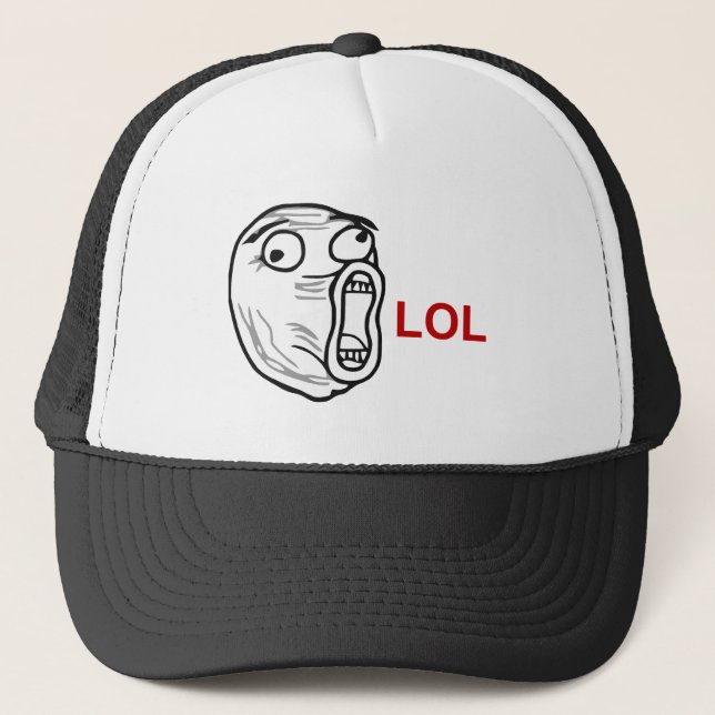 LOL Laugh Out Loud Rage Face Meme Trucker Hat (Front)