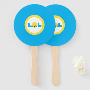LOL Laughing Out Loud Colourful Yellow Blue Emoji  Hand Fan
