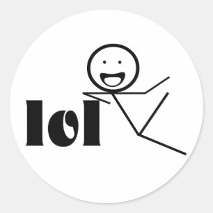 lol stick man classic round sticker
