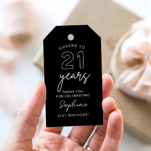 LOLA 21st Birthday Favour Tag Black