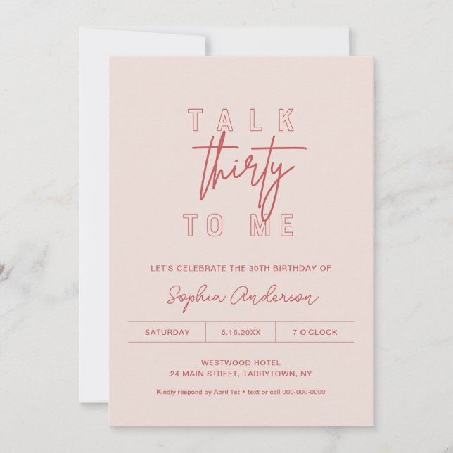 LOLA 30th Birthday Party Talk Thirty To Me Invitation (Front)