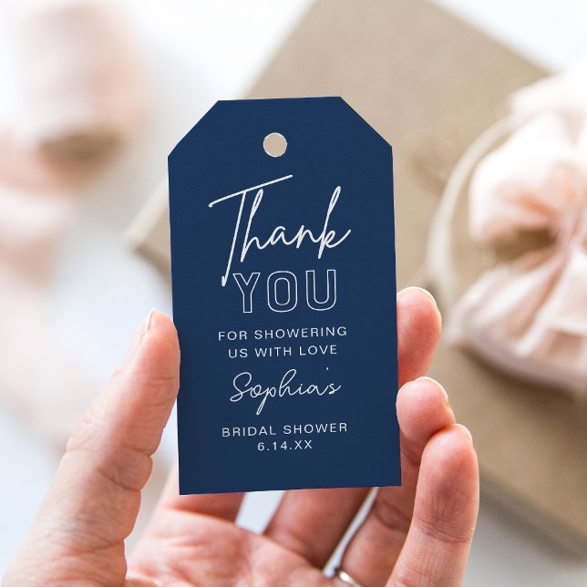 LOLA Bridal Shower, Baby Shower Navy Blue Favour Gift Tags (Creator Uploaded)