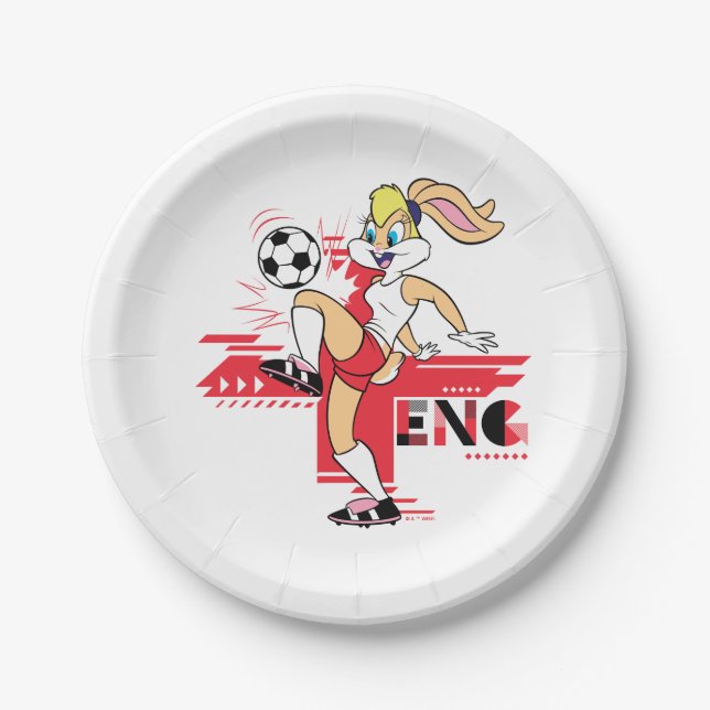 Lola Bunny Team England Soccer Graphic Paper Plate (Front)