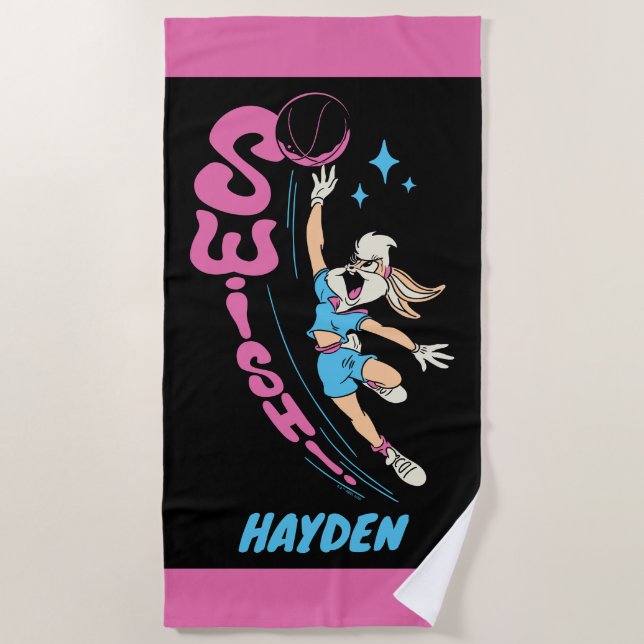 Lola Buny "SWISH!" Basketball Dunk Beach Towel (Front)