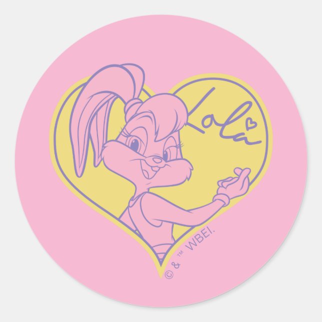 Lola Heart Signature Classic Round Sticker (Front)