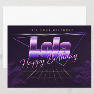 Lola Name Vorname lila retro Karte Geburtstag Card