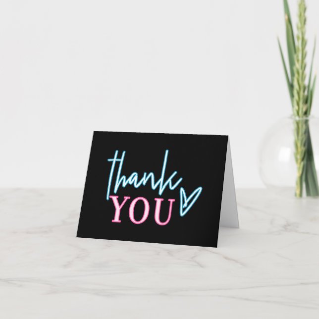 LOLA Neon Blue Pink Bachelorette Thank You Card (Front)