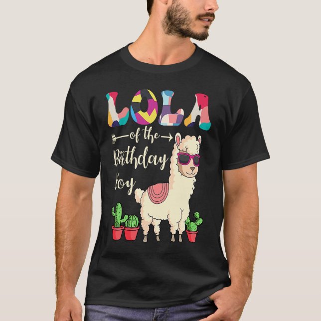 Lola Of The Birthday Boy LLama Bday Party Celebrat T-Shirt (Front)