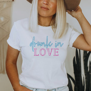 LOLA Pink Blue Neon Drunk In Love Bachelorette  T-Shirt