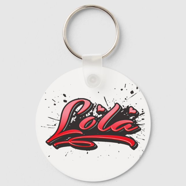Lola red Heart Graffiti Schlüsselanhänger Key Ring (Front)