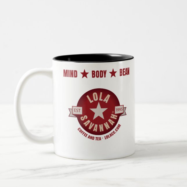 Lola Savannah Logo Two-Tone Coffee Mug (Left)