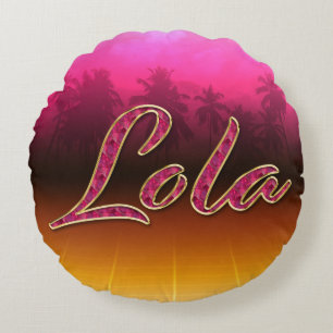 Lola Vorname Name golden pink Kissen Round Cushion