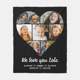 Lola We love you 7 photo collage Fleece Blanket