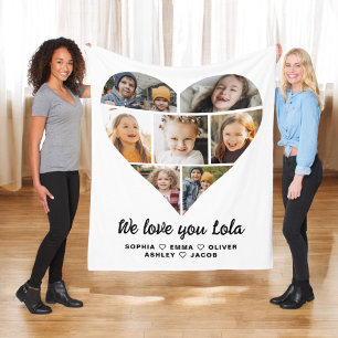 Lola We love you 7 photo collage Fleece Blanket